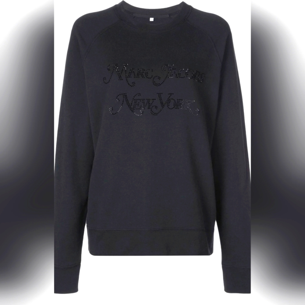 Marc Jacobs New York Rhinestone "The Logo Sweatshirt" Size M, Oversized, Relaxed